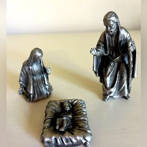 Vintage 1970’s -Hudson Lance Pewter Miniatures Holy Family Nativity Made USA